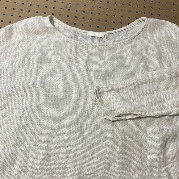 CP Shades Sibella Shirt Womens Medium Ivory Round Neck Top Linen Relaxed USA - Picture 3 of 9